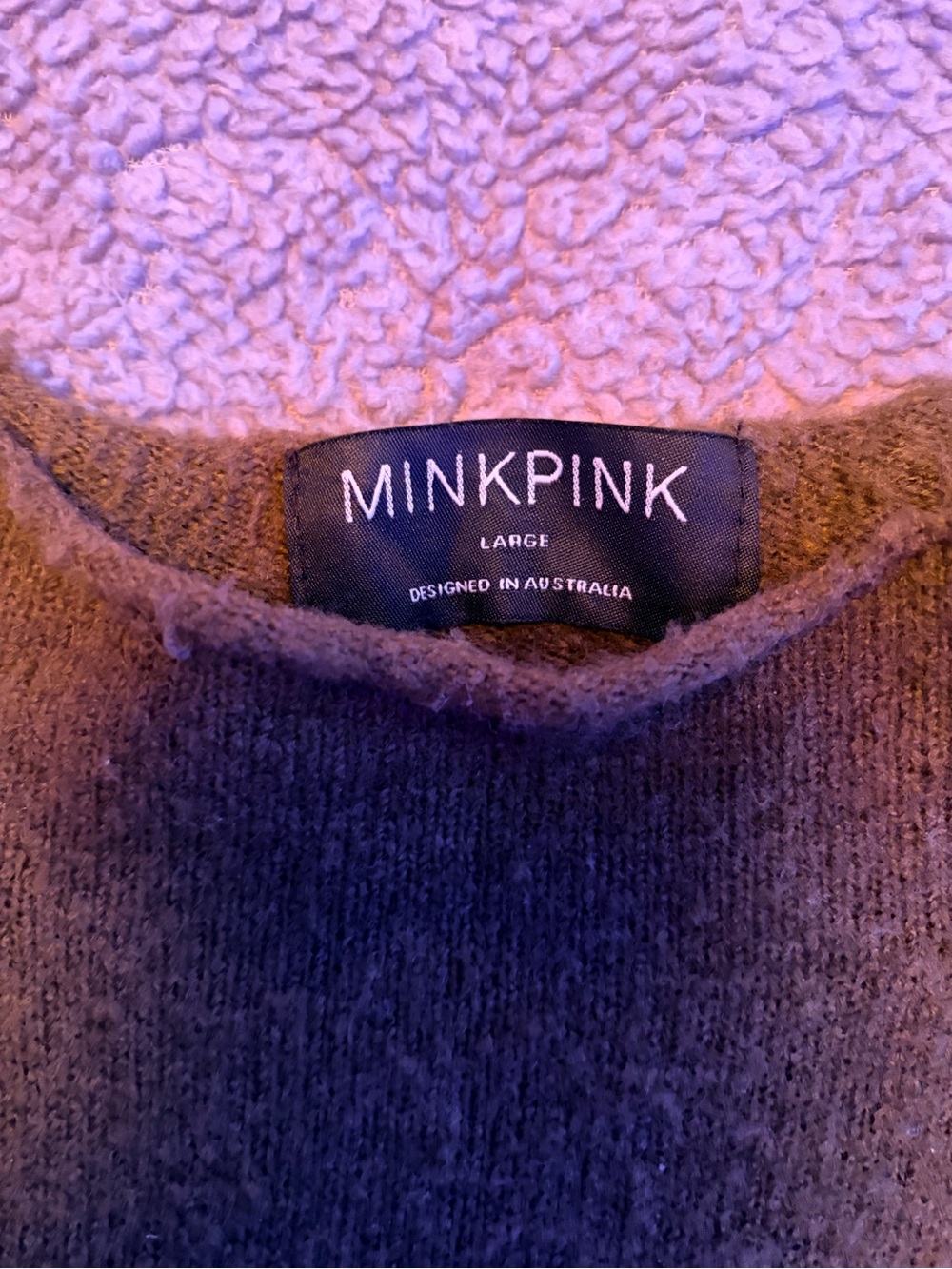 MINKPINK Brown Crew Neck Knit Sweater